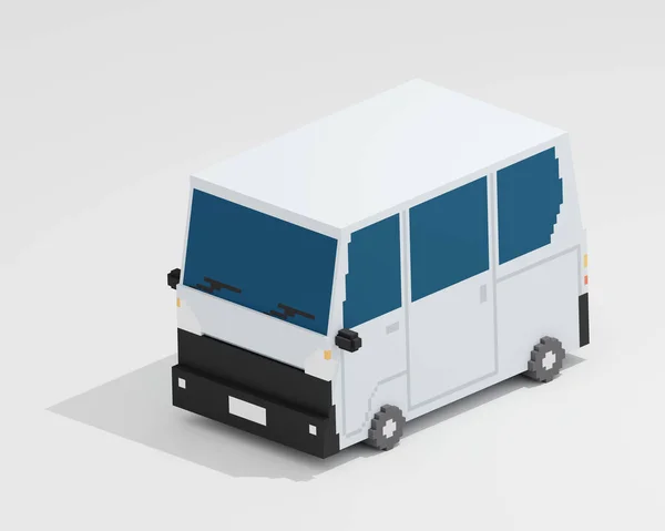 Mini Minibüs Asya Ulaşım Dijital Sanatı Beyaz Minibüs Izometrik Vokal — Stok fotoğraf