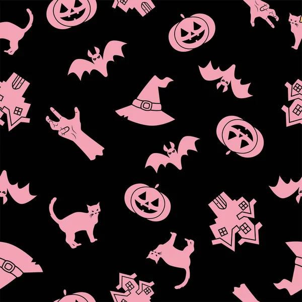 Naadloos Patroon Ontwerp Voor Halloween Leuke Roze Kleur Vector Stof — Stockvector