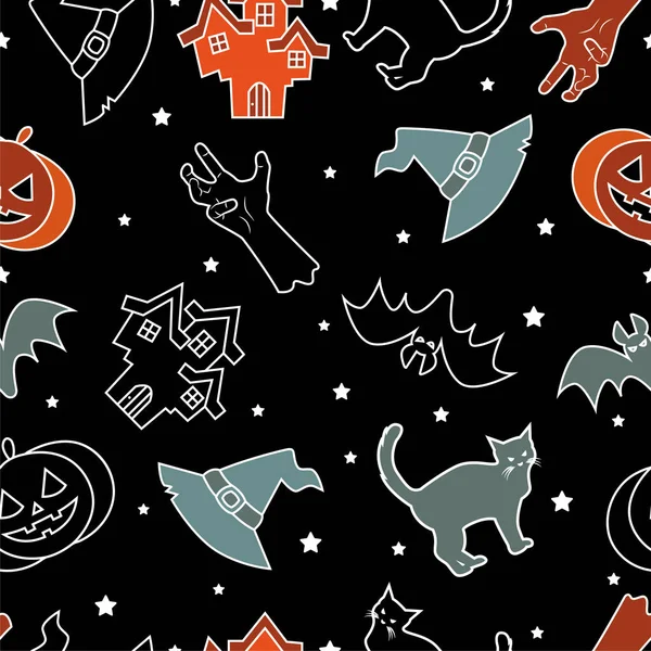 Halloween Naadloos Patroon Achtergrond Ontwerp Met Pompoen — Stockvector