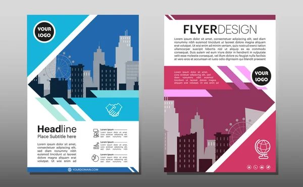 Modèle Mise Page Brochure Geometric Business Format Avec Fond Flou — Image vectorielle