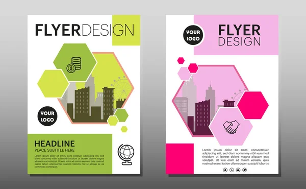 Geometric Business Φυλλάδιο Flyer Design Layout Template Size Blur Background — Διανυσματικό Αρχείο