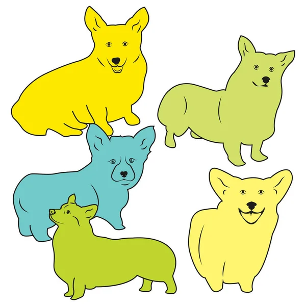 Набор Милых Собак Белом Фоне — стоковый вектор