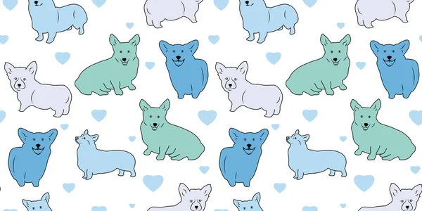Векторный Бесшовный Рисунок Красочными Милыми Собаками — стоковый вектор