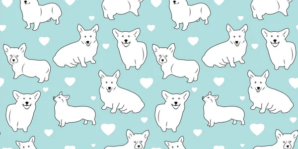 Vector Seamless Pattern Cute Dogs Pastel Blue — Stock Vector