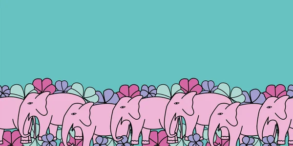 Απρόσκοπτη Μοτίβο Ζωγραφισμένο Στο Χέρι Ελέφαντα Και Floral Διανυσματική Απεικόνιση — Διανυσματικό Αρχείο