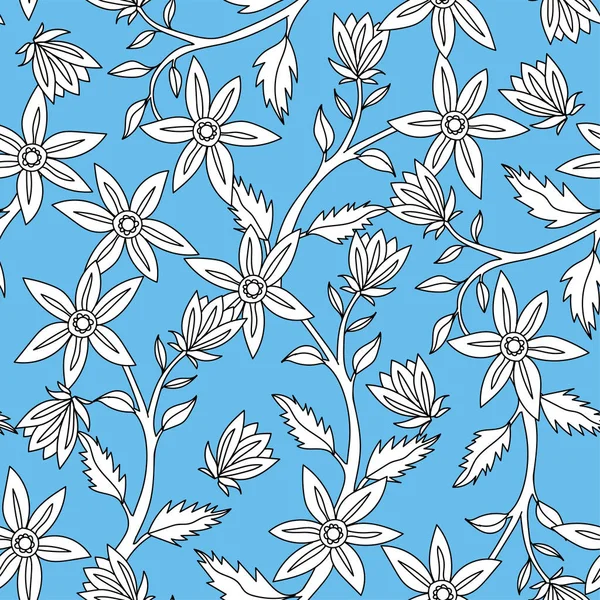 手描きの花と美しいシームレスなパターン ストックイラスト — ストックベクタ