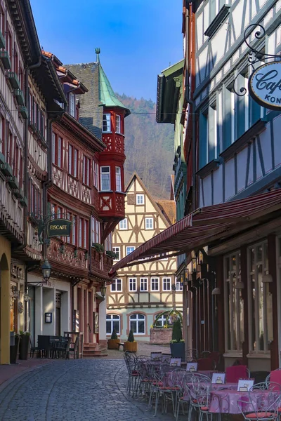 Case tradizionali a graticcio nel centro storico di Miltenberg, Baviera, Germania — Foto Stock
