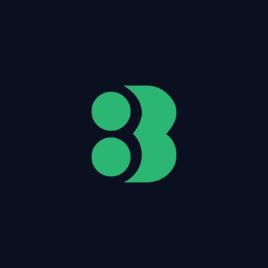 Modern soyut harf B logo simgesini minimal biçimde parafla