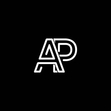 Siyah arkaplanı olan AP harfli yaratıcı modern simge logosu