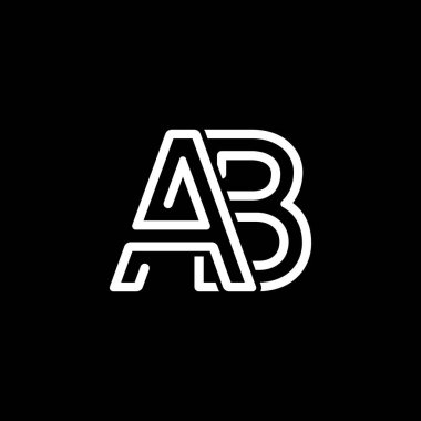 AB harfi veya BA siyah arkaplan ile yaratıcı modern simge logosu