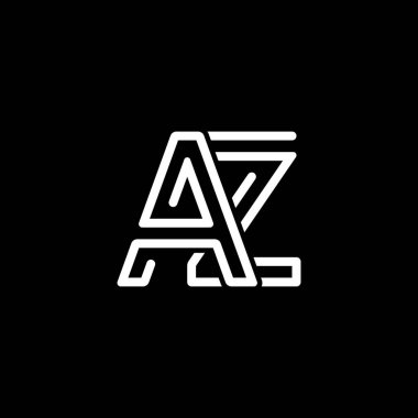 Siyah arkaplanı olan AZ harfi yaratıcı modern simge logosu