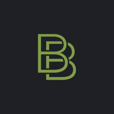Minimalist dizaynlı BB logosu. Geometrik ve el yazısı tipografisi olan soyut harf B.