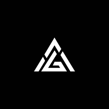 İlk büyük harf logosu AG monogramı yuvarlak şekil, siyah arkaplanda beyaz renk