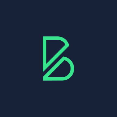 Modern soyut harf B logo simgesini minimal biçimde parafla