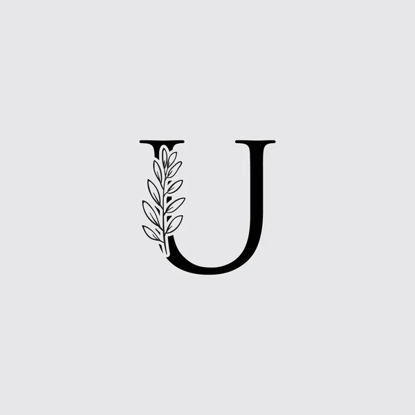 图形花卉初生字母U花花束组成 独特的婚纱系列吸引了装饰 标志和许多其他概念的灵感 — 图库矢量图片