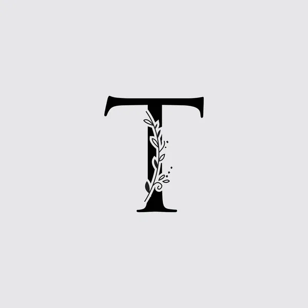 图形花卉初生字母T花花束组成 独特的婚纱系列吸引了装饰 标志和许多其他概念的灵感 — 图库矢量图片