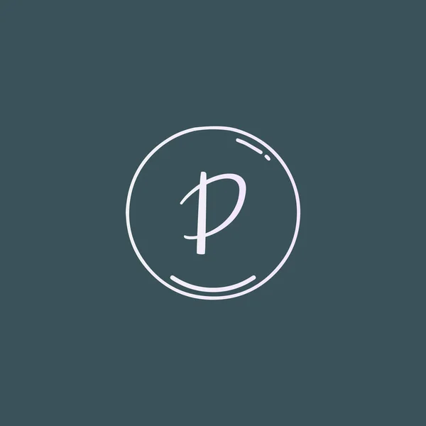 円手描きテンプレートベクトルと創造的な初期文字P手書きロゴ — ストックベクタ