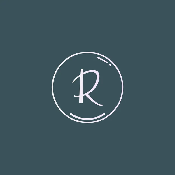 円手描きテンプレートベクトルと創造的な初期文字R手書きロゴ — ストックベクタ