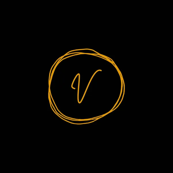 初期の文字V署名手書きエレガントなロゴデザインテンプレートベクトル シグネチャーラグジュアリーロゴデザインテンプレート — ストックベクタ