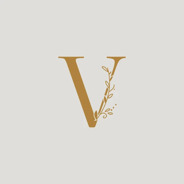 图形花卉初生字母V花花束组成 独特的婚纱系列吸引了装饰 标志和许多其他概念的灵感 — 图库矢量图片