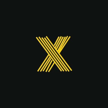 X logosu, kimlik için el yazısı ya da el yazısı. Logo el yazısı harfleri ve el çizimi Vektör illüstrasyonu.