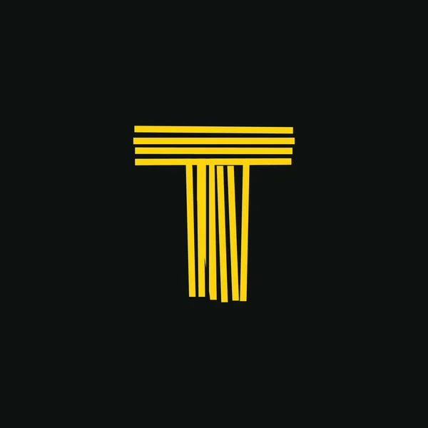 T标志 初始字母笔迹或手写的身份 Logo手绘书法字体和手绘矢量插图 — 图库矢量图片
