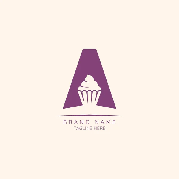 Logotipo Modelo Letra Com Símbolo Cupcake Incorporado Espaço Negativo Abstrato —  Vetores de Stock