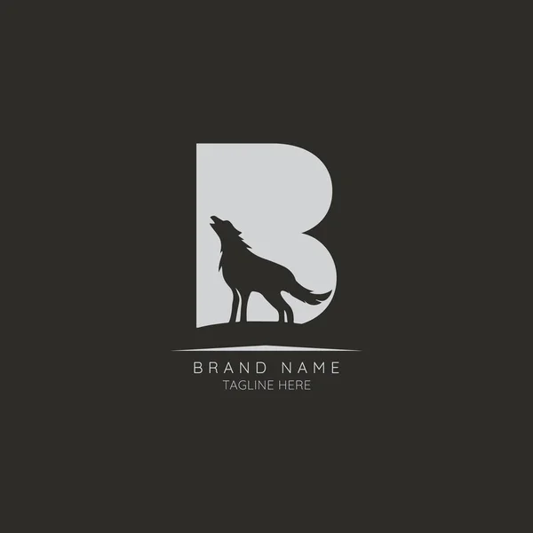 Logo Template Letter Met Wolf Ingebouwd Negatieve Ruimte Abstracte Stijl — Stockvector