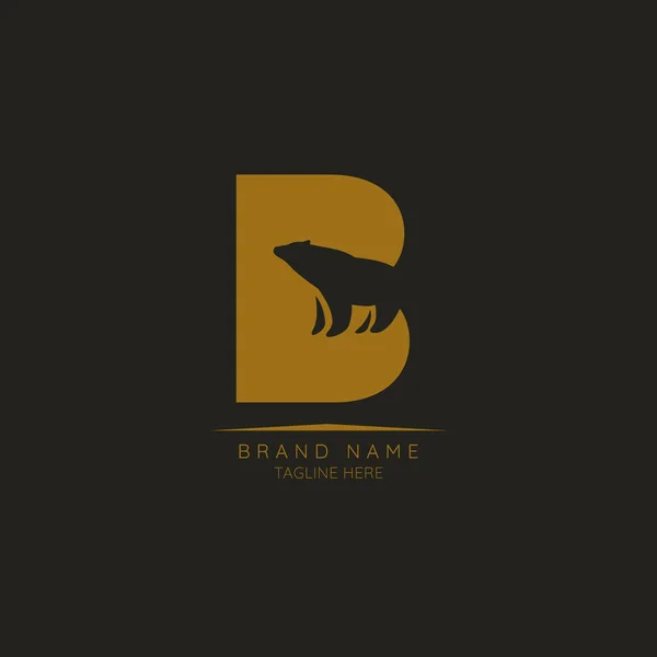 Logo Vorlage Buchstabe Mit Eingearbeitetem Bären Negativer Raum Abstrakter Stil — Stockvektor