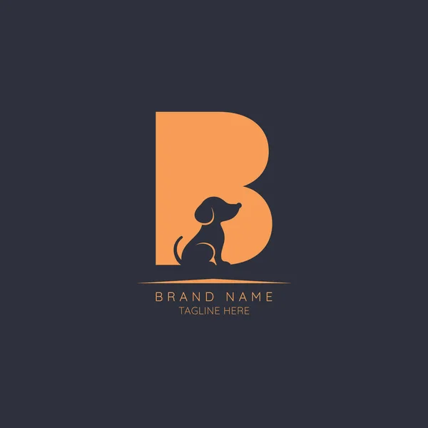 Logo Template Letter Met Hond Verwerkt Negatieve Ruimte Abstracte Stijl — Stockvector
