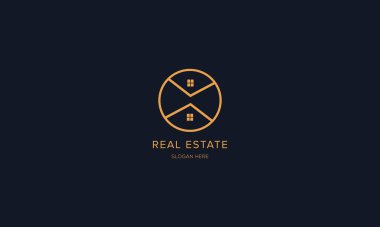 Real Estate logo, Builder logo, Roof Construction logo design template vector illustration