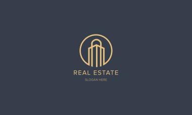 Real Estate logo, Builder logo, Roof Construction logo design template vector illustration