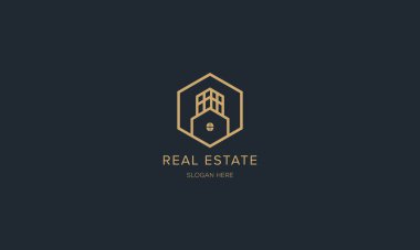 Real Estate logo, Builder logo, Roof Construction logo design template vector illustration