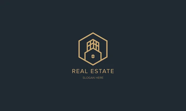 Real Estate Logo Builder Logo Roof Construction Logo Design Template — Stock Vector