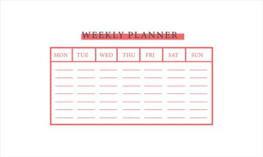 Weekly planner Monday - Sunday infographics design vector and marketing icons