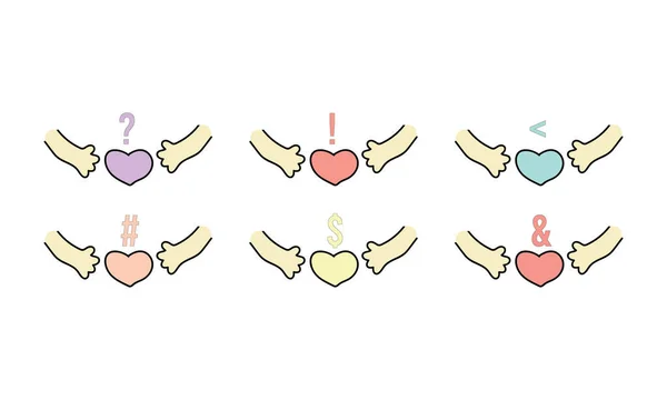 Heart Hand Symbols Vector Design Template Modern Vector Design Template — Vettoriale Stock