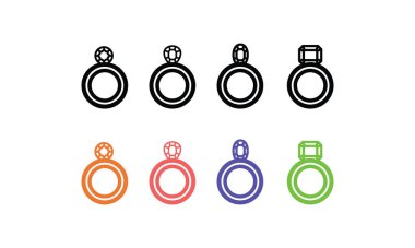 Alyans, farklı renkte vektör simgesi belirledi. Vektör simgesi tasarım şablonu