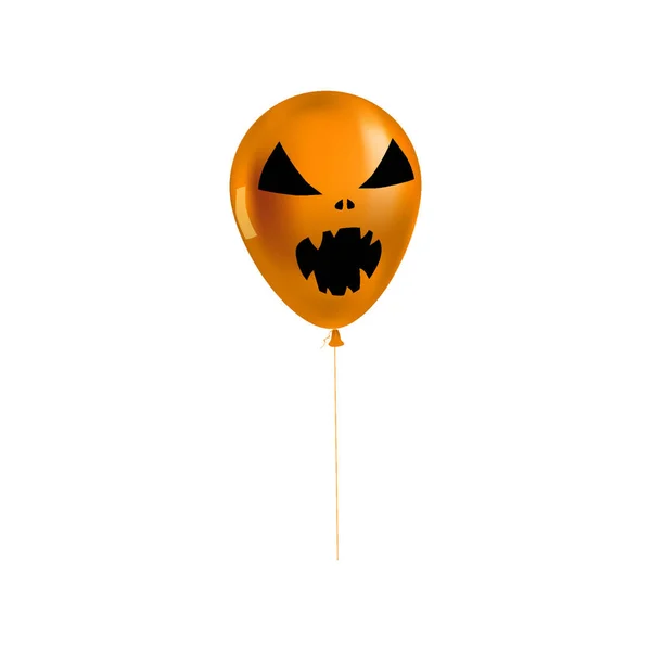Balão de Halloween 3d realista, símbolo de ícone sorriso assustador, cor preta laranja. Ilustração vetorial isolada — Vetor de Stock