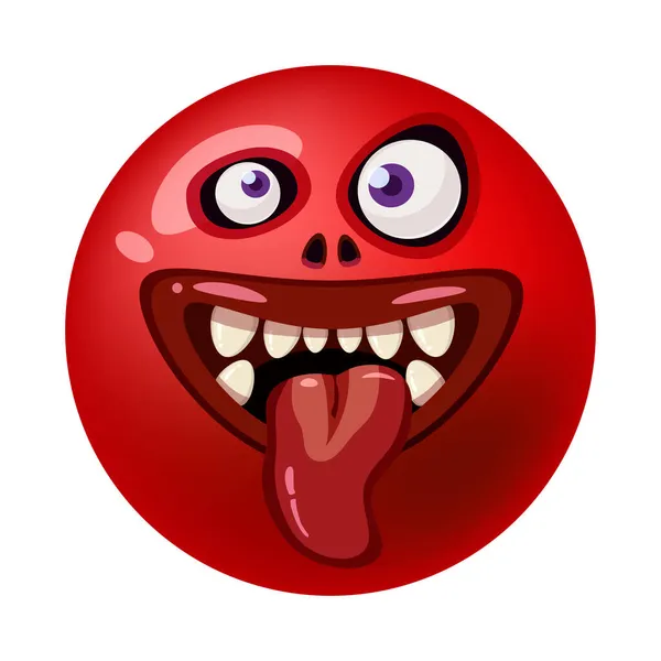 Monster Gesicht Cartoon runde Ikone Kopf Halloween-Charakter. Illustration, Aufkleber, Emblem lustige niedliche Maske, Vektor — Stockvektor
