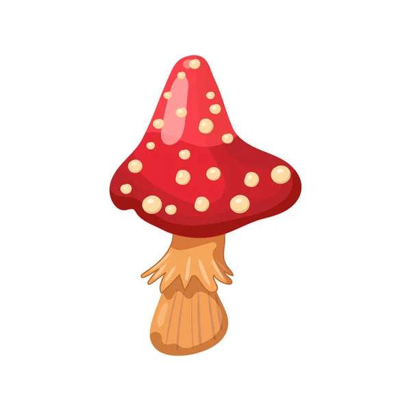 Fungo Amanita, veleno magico, colore bianco rosso. Illustrazione vettoriale stile cartone animato — Vettoriale Stock