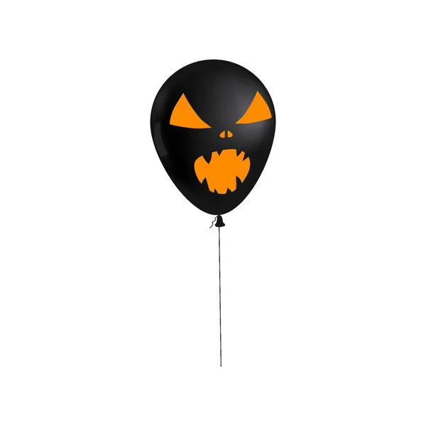 Balão de Halloween 3d cor preta realista, símbolo de ícone sorriso assustador, cor preta laranja. Ilustração vetorial isolada — Vetor de Stock