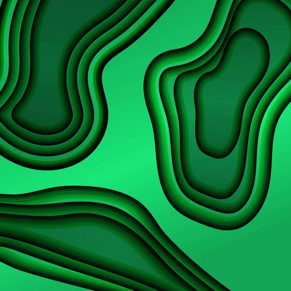 Papier gesneden abstracte design achtergrond. Groene kleur papercut vormen stijl voor covers, poster, banner, uitnodiging, lofprijzing — Stockvector