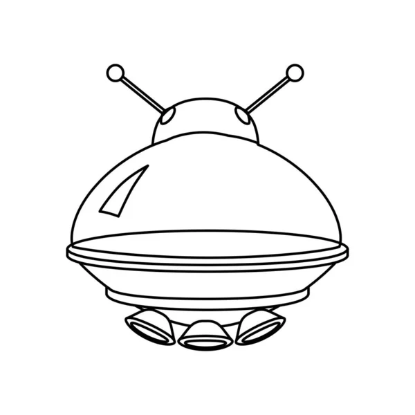 Ícone OVNI, nave espacial alienígena. Estilo de contorno vetorial — Vetor de Stock
