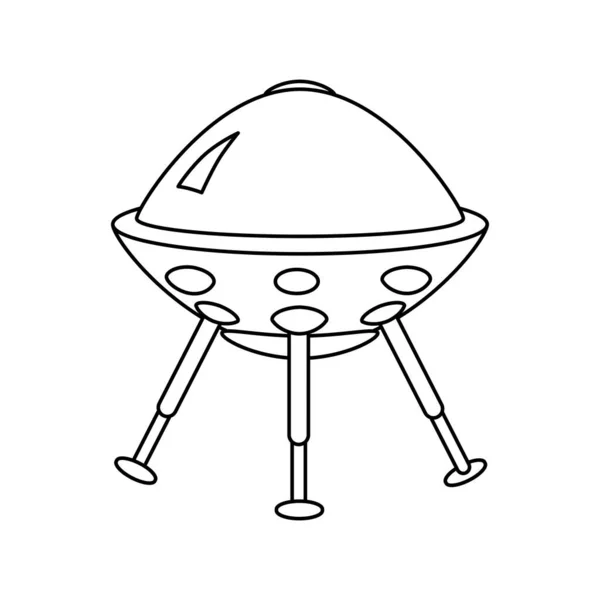 Icona UFO, astronave aliena. Stile del contorno vettoriale — Vettoriale Stock