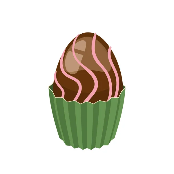 Πασχαλινό κεκάκι με διακοσμημένο σοκολατένιο αυγό. Γλυκό φαγητό, επιδόρπιο. — Διανυσματικό Αρχείο