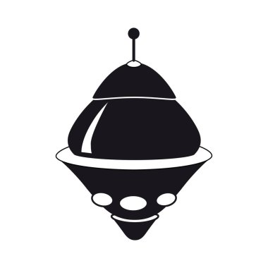 UFO simgesi, uzaylıların uzay aracı. Vektör düz siyah renk biçimi