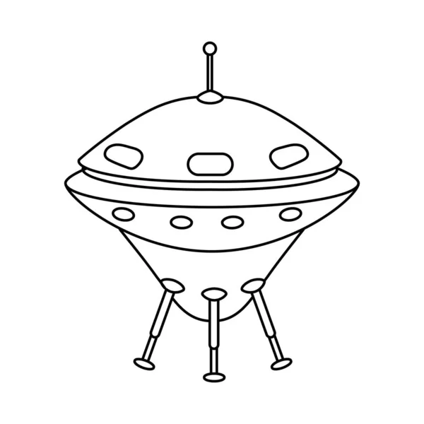 Icono OVNI, nave espacial alienígena. Estilo de contorno vectorial — Vector de stock