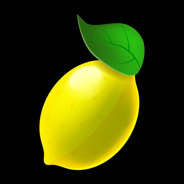 Fruta de limón entera agria, cáscara amarilla fresca. Vector ilustración máquina tragaperras icono de dibujos animados — Archivo Imágenes Vectoriales