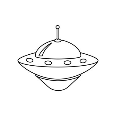 UFO simgesi, uzaylıların uzay aracı. Vektör ana hatları biçim illüstrasyonu