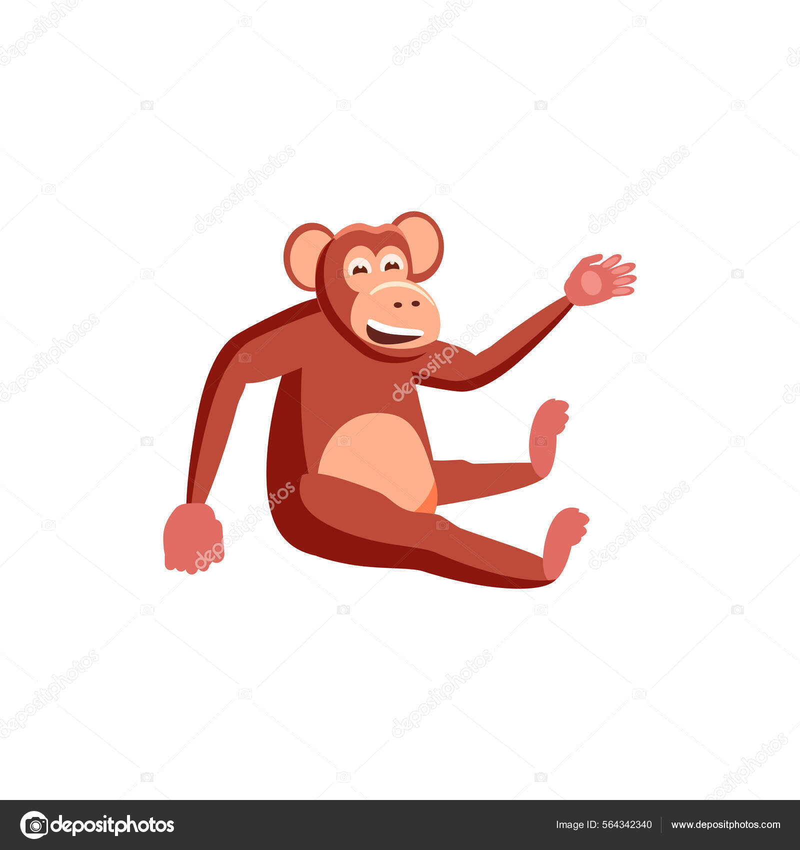 macaco bonito sentado ilustração de ícone de vetor. personagem de